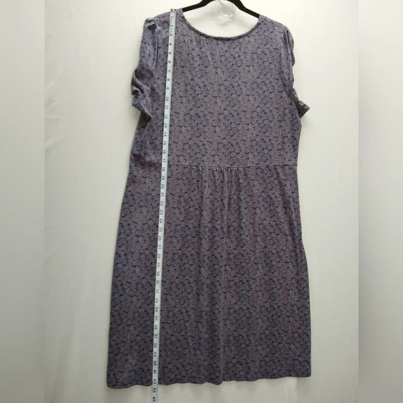 Boden Phoebe Jersey V-Neck Dress Blue With White/Red Print Sz 18 - Picture 5 of 9